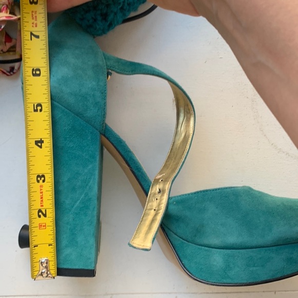 Teal Turquoise Suede Platform Mary Jane 5.5in Heels by Nine West | “Aroundtown” - Picture 3 of 6
